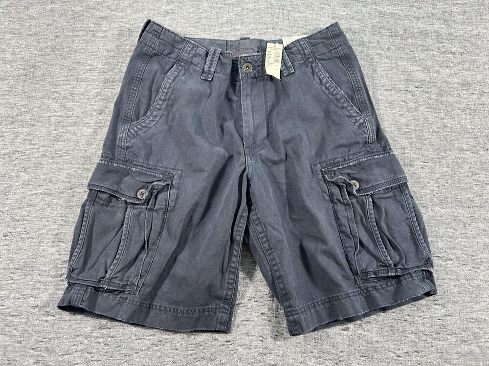 American Eagle Cargo Shorts Mens 32 10.5" Navy Blue Classic Length Heavyweight
